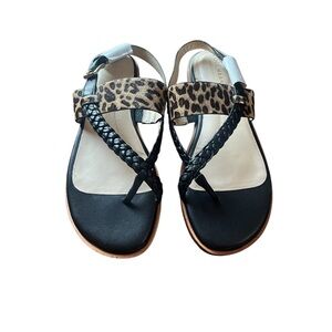 Cole Haan Anica leather braided sandals w/ leopard design-NWOT-size 6.5